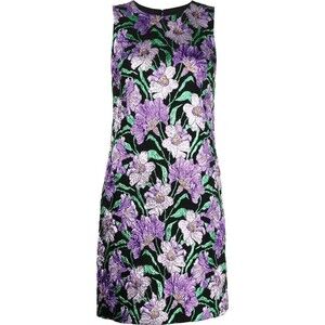NWT.$4.5k Carolina Herrera Metallic Floral Brocade Shift Dress XS